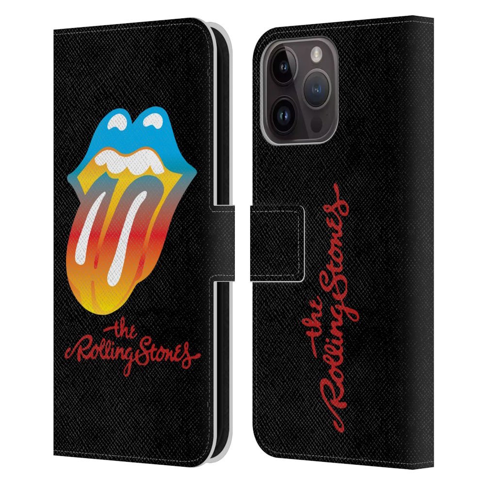 ROLLING STONES ローリングストーンズ (来日 35周年 記念 ) - Rainbow Tongue レザー手帳型 / Apple iPhoneケース - PGS